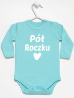 na pół roczku body z długim rękawem kolor miętowy 073