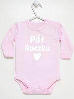 na pół roczku body z długim rękawem kolor różowy 073