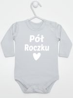 na pół roczku body z długim rękawem kolor szary 073