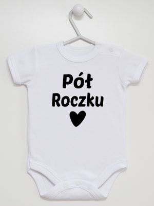 na pół roczku body z krótkim rękawem kolor biały 073