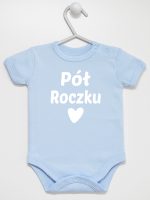 na pół roczku body z krótkim rękawem kolor błękitny 073