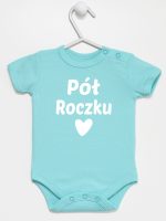 na pół roczku body z krótkim rękawem kolor miętowy 073