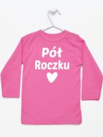 na pół roczku koszulka z długim rękawem kolor ciemny różowy 073