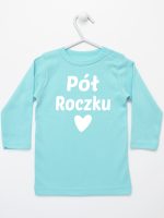 na pół roczku koszulka z długim rękawem kolor miętowy 073