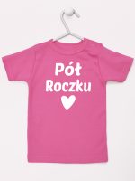 na pół roczku koszulka z krótkim rękawem kolor ciemny różowy 073