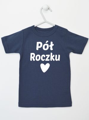 na pół roczku koszulka z krótkim rękawem kolor granatowy 073