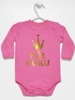 na pół roku nadruk złoty body z długim rękawem kolor ciemny różowy 074