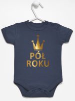 na pół roku nadruk złoty body z krótkim rękawem kolor granatowy 074