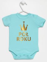 na pół roku nadruk złoty body z krótkim rękawem kolor miętowy 074