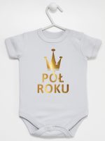 na pół roku nadruk złoty body z krótkim rękawem kolor szary 074