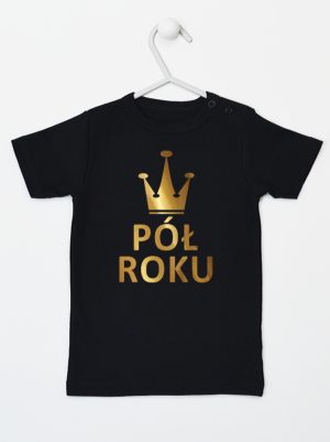 na pół roku nadruk złoty koszulka z krótkim rękawem kolor czarny 074