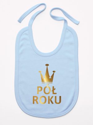 na pół roku nadruk złoty śliniak niemowlęcy kolor błękitny 074