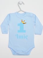 na roczek jedynka niebieska z imieniem body z długim rękawem kolor błękitny 172