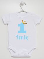 na roczek jedynka niebieska z imieniem body z krótkim rękawem kolor biały 172