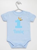 na roczek jedynka niebieska z imieniem body z krótkim rękawem kolor błękitny 172