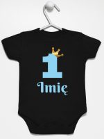 na roczek jedynka niebieska z imieniem body z krótkim rękawem kolor czarny 172