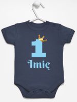 na roczek jedynka niebieska z imieniem body z krótkim rękawem kolor granatowy 172