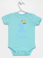 na roczek jedynka niebieska z imieniem body z krótkim rękawem kolor miętowy 172