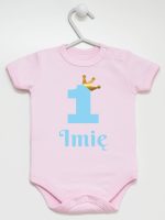 na roczek jedynka niebieska z imieniem body z krótkim rękawem kolor różowy 172