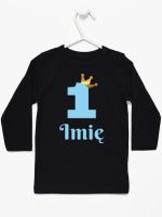 na roczek jedynka niebieska z imieniem koszulka z długim rękawem kolor czarny 172