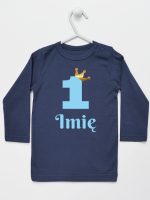 na roczek jedynka niebieska z imieniem koszulka z długim rękawem kolor granatowy 172