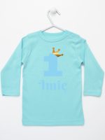 na roczek jedynka niebieska z imieniem koszulka z długim rękawem kolor miętowy 172