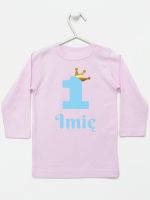 na roczek jedynka niebieska z imieniem koszulka z długim rękawem kolor różowy 172