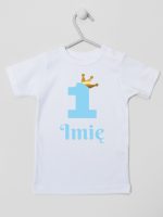na roczek jedynka niebieska z imieniem koszulka z krótkim rękawem kolor biały 172