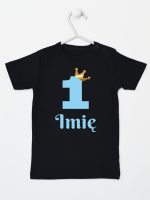 na roczek jedynka niebieska z imieniem koszulka z krótkim rękawem kolor czarny 172