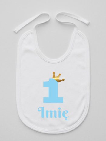 na roczek jedynka niebieska z imieniem śliniak niemowlęcy kolor biały 172