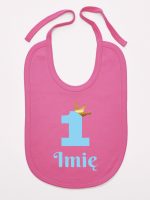 na roczek jedynka niebieska z imieniem śliniak niemowlęcy kolor ciemny różowy 172