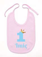 na roczek jedynka niebieska z imieniem śliniak niemowlęcy kolor różowy 172