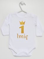 na roczek jedynka z imieniem body z długim rękawem kolor biały 142