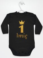na roczek jedynka z imieniem body z długim rękawem kolor czarny 142