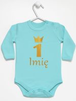 na roczek jedynka z imieniem body z długim rękawem kolor miętowy 142