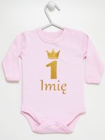na roczek jedynka z imieniem body z długim rękawem kolor różowy 142
