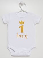 na roczek jedynka z imieniem body z krótkim rękawem kolor biały 142