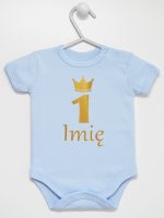 na roczek jedynka z imieniem body z krótkim rękawem kolor błękitny 142