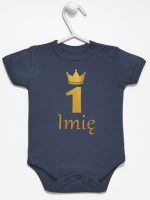 na roczek jedynka z imieniem body z krótkim rękawem kolor granatowy 142