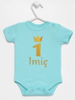 na roczek jedynka z imieniem body z krótkim rękawem kolor miętowy 142