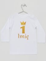 na roczek jedynka z imieniem koszulka z długim rękawem kolor biały 142