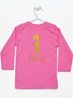 na roczek jedynka z imieniem koszulka z długim rękawem kolor ciemny różowy 142