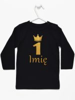 na roczek jedynka z imieniem koszulka z długim rękawem kolor czarny 142