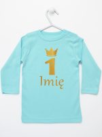 na roczek jedynka z imieniem koszulka z długim rękawem kolor miętowy 142