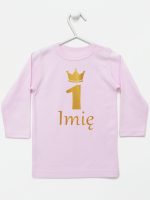 na roczek jedynka z imieniem koszulka z długim rękawem kolor różowy 142