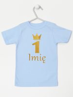na roczek jedynka z imieniem koszulka z krótkim rękawem kolor błękitny 142