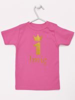 na roczek jedynka z imieniem koszulka z krótkim rękawem kolor ciemny różowy 142