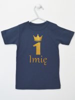 na roczek jedynka z imieniem koszulka z krótkim rękawem kolor granatowy 142
