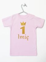 na roczek jedynka z imieniem koszulka z krótkim rękawem kolor różowy 142