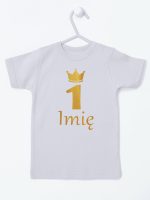 na roczek jedynka z imieniem koszulka z krótkim rękawem kolor szary 142